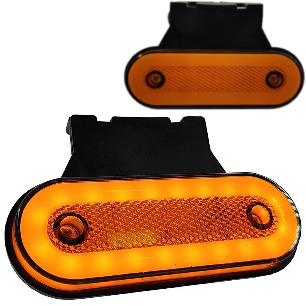 Lanterna Led Lateral Carreta Suporte Amarela Com Suporte Bau Caminhao Carreta