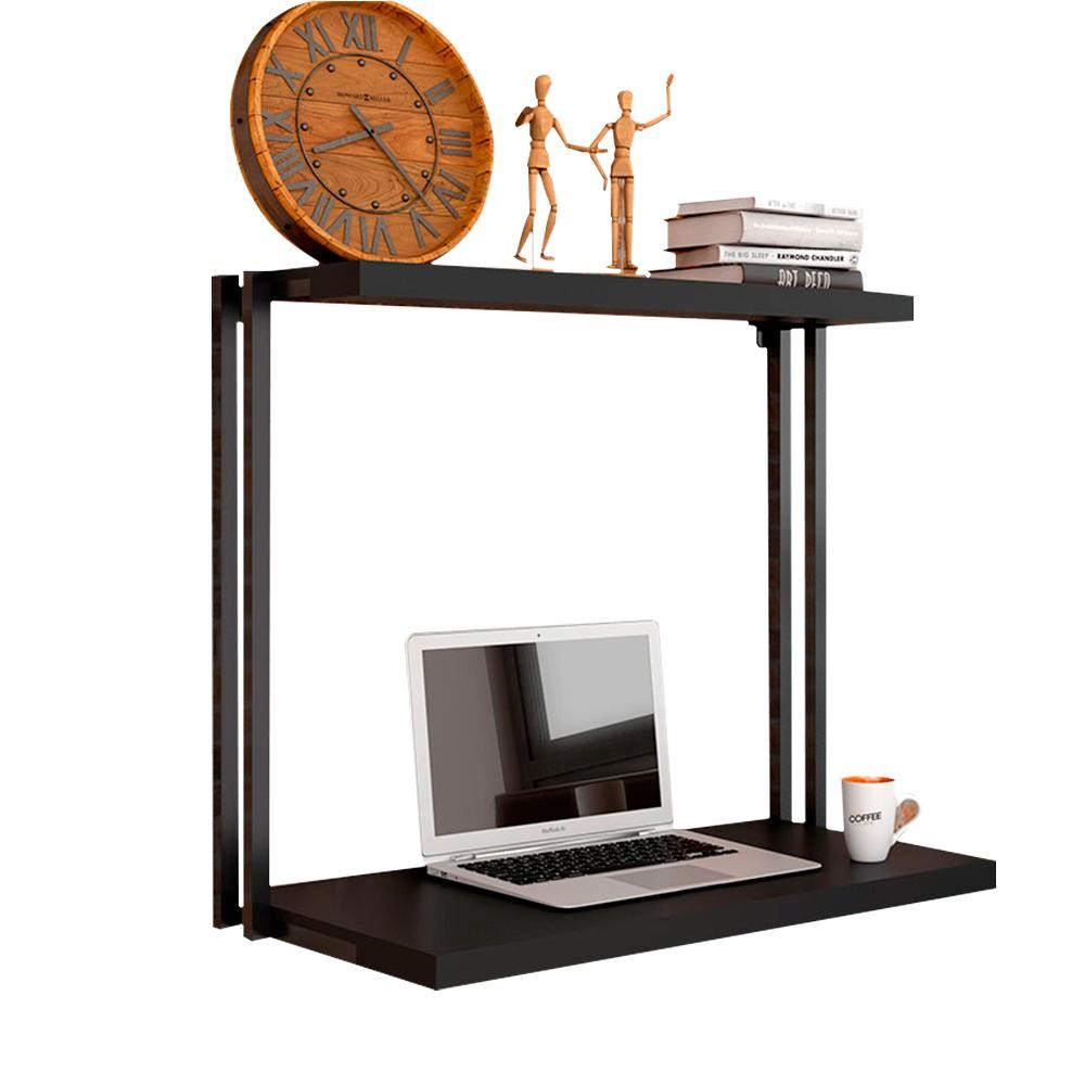 Escrivaninha Suspensa Industrial Milos Preto Fosco - Moveis Arapongas - Home & Living