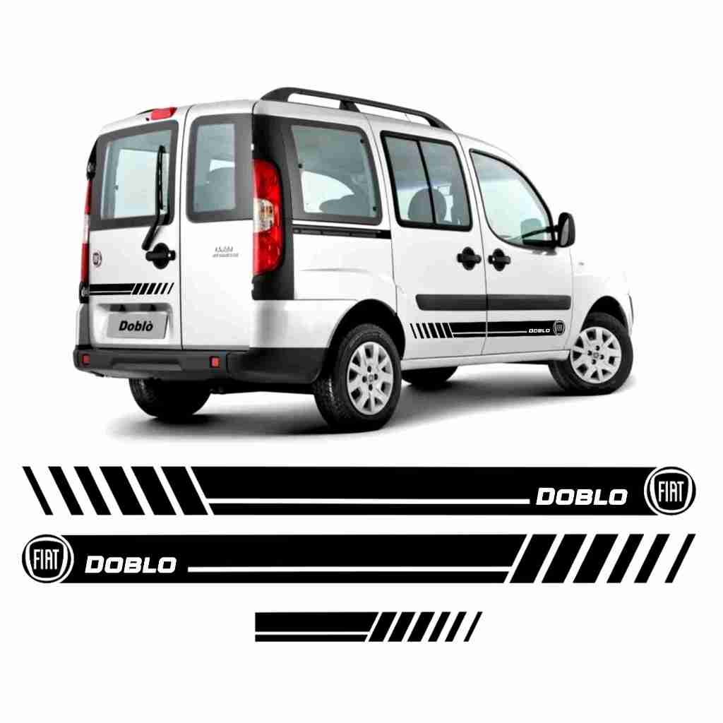 Kit 3 Adesivos Fiat Doblo Sport Fiat Faixa Lateral e Traseira Acessórios Personalizado FT119