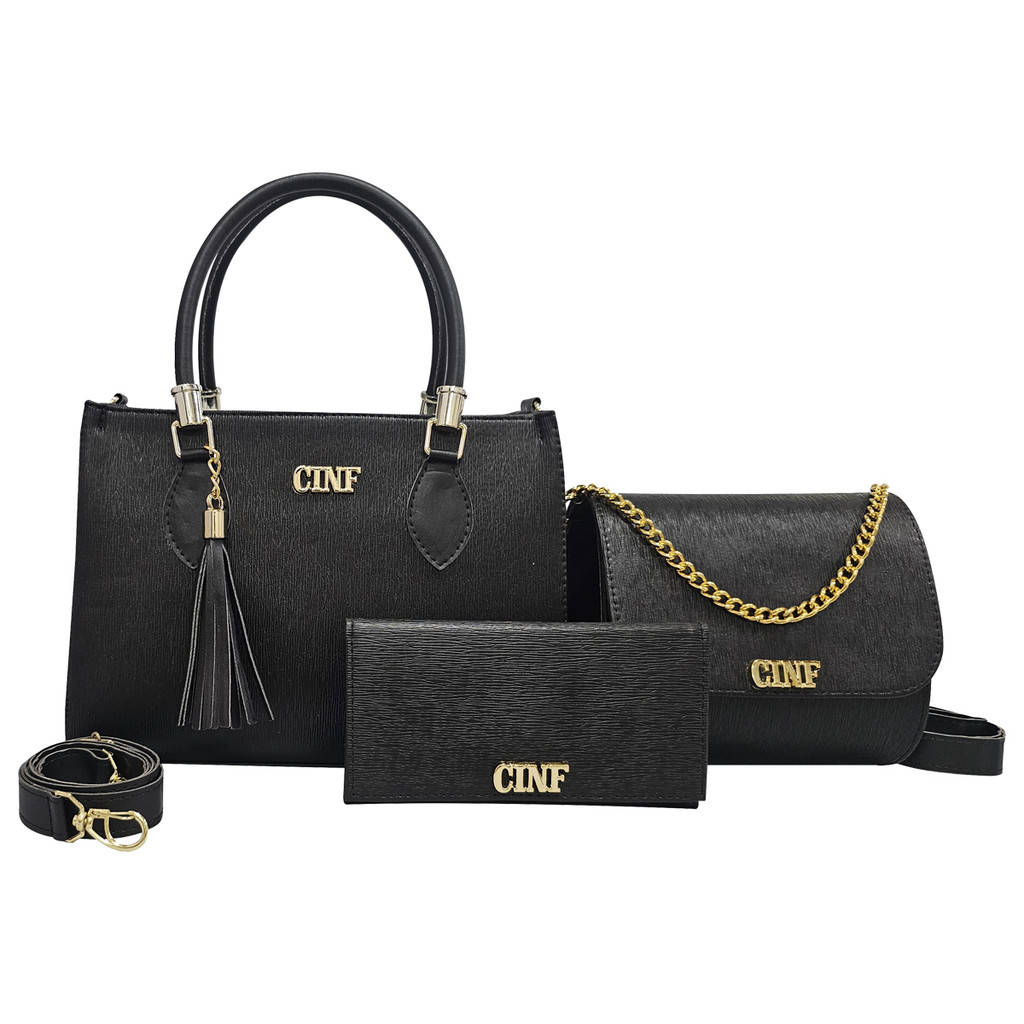 Kit Bolsa Feminina De Ombro Transversal Tira Colo E Carteira