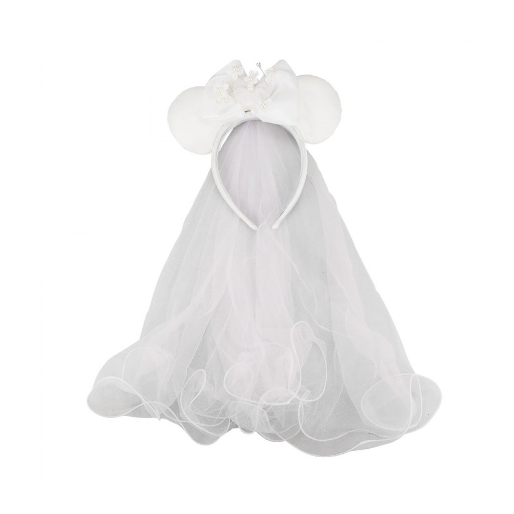 DXT101TR-A-D | Tiara Branco Véu Noiva Orelhas Minnie - Disney