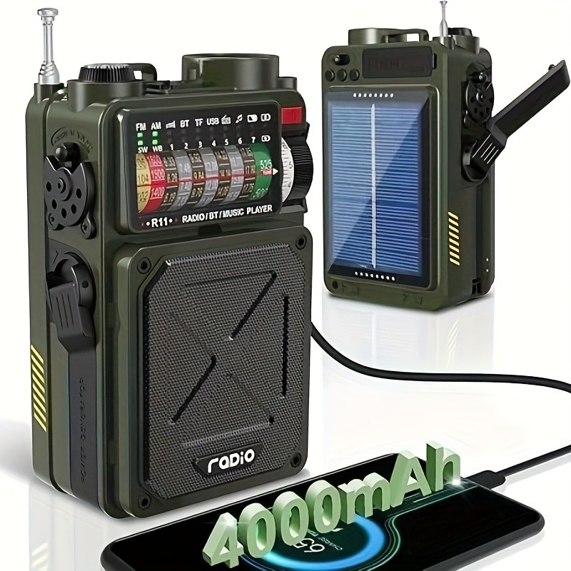 Rádio Multifuncional Com Manivela Manual De Emergência De Combate Lanterna Solar Sem Fio Para Prevenção De Desastres Ao