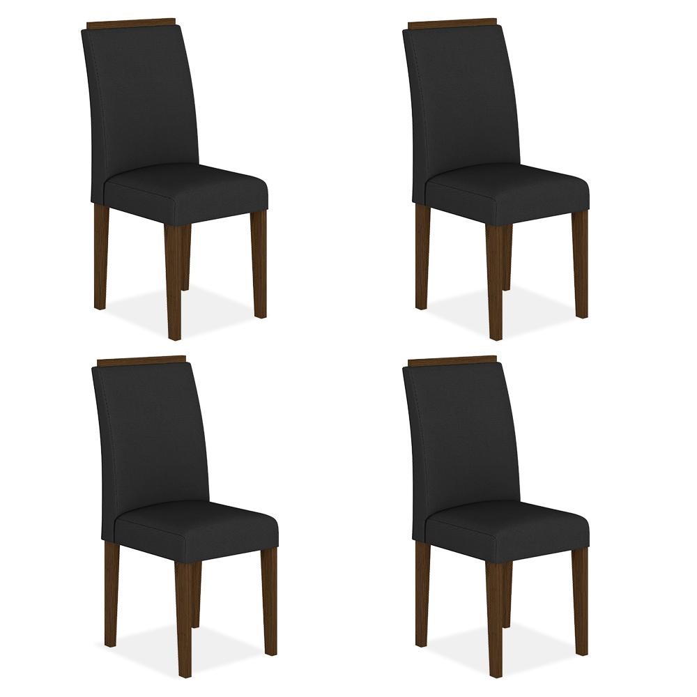 Kit 4 Cadeiras Estofadas Londres Imbuia/preto - Moveis Arapongas em Oferta na Shopee