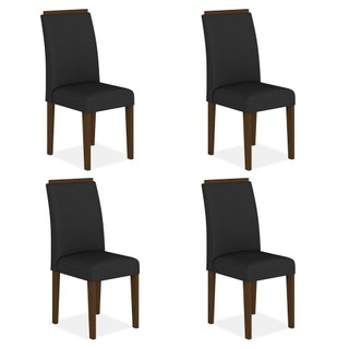 Kit 4 Cadeiras Estofadas Londres Imbuia/preto - Moveis Arapongas em Oferta na Shopee