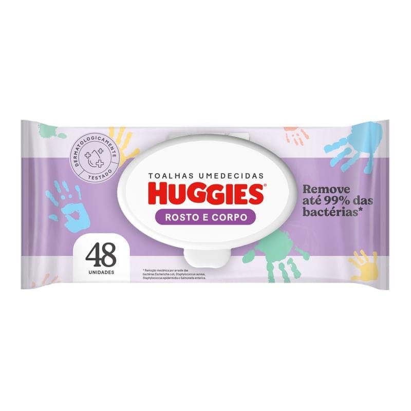 Lenços Umedecidos Huggies Rosto e Corpo 48 Unidades em Oferta na Shopee