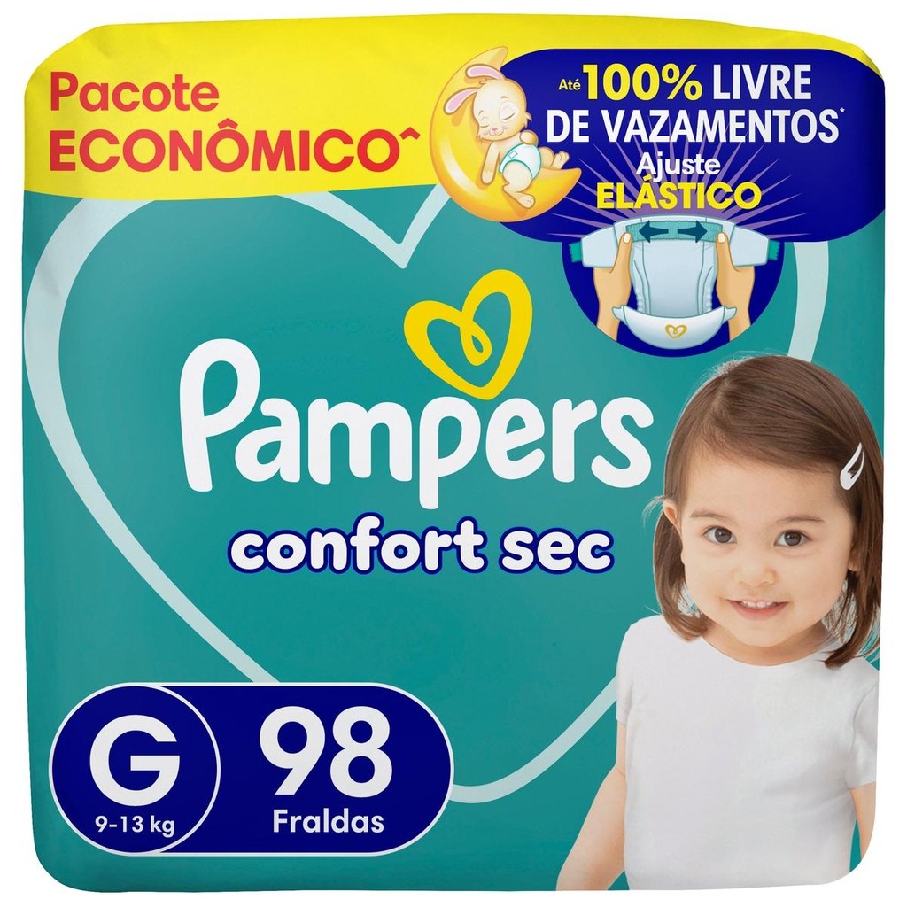 Fralda Pampers Confort Sec Tamanho G 98 unidades em Oferta na Shopee
