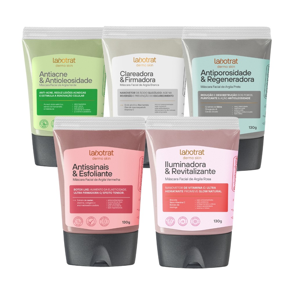 Máscara Facial Argila Clareadora Nutre Hidrata Labotrat 130g