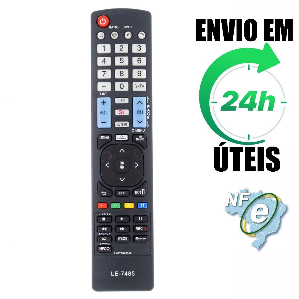 Controle Remoto Compatível Com Tv Compatível Com LG Lcd Led 3d Smart  AKB73615319 Le7485