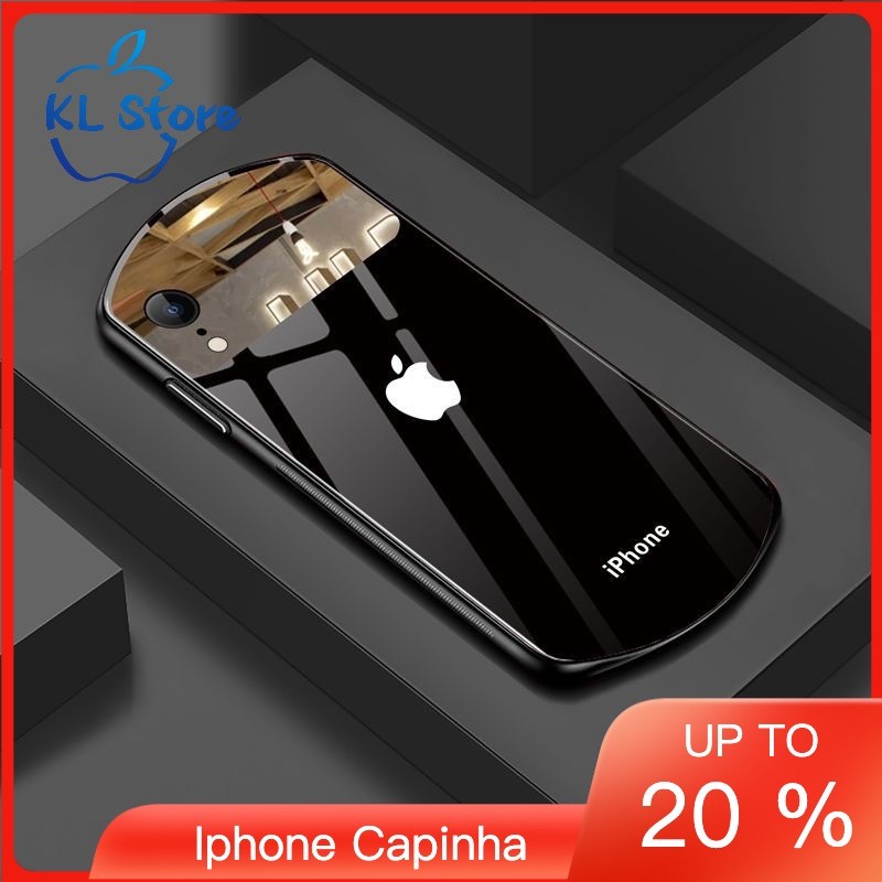 KL Store capa celuar de Brilhante vidro para capinha iPhone 14 15 13 11 12 16 Pro Max Avançado moda dura à prova choque