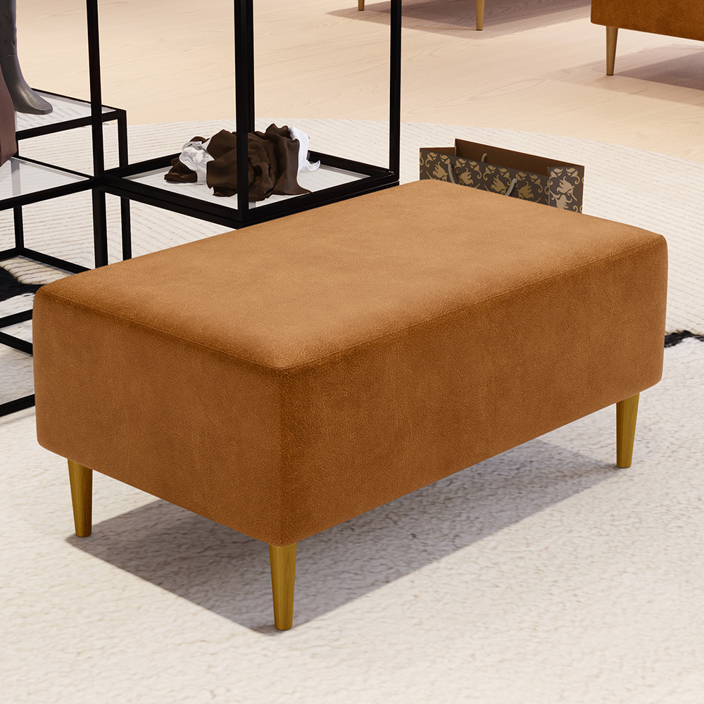 Puff Decorativo Para Sala de Estar Cléo Pés Palito 90 cm W01 Couríssimo Canela - Lyam Decor em Oferta na Shopee