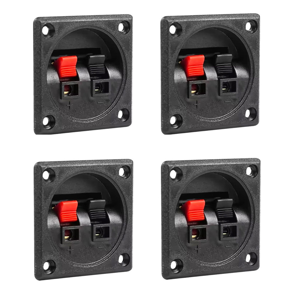 4 Borne Quadrado Para Caixa De Som / Som Automotivo  2 Vias