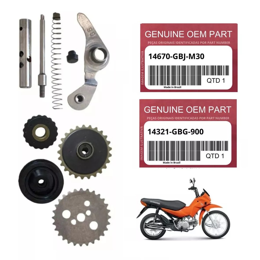 Kit Guia Pinhão Corrente Comando Honda Pop 100 2006 A 2015