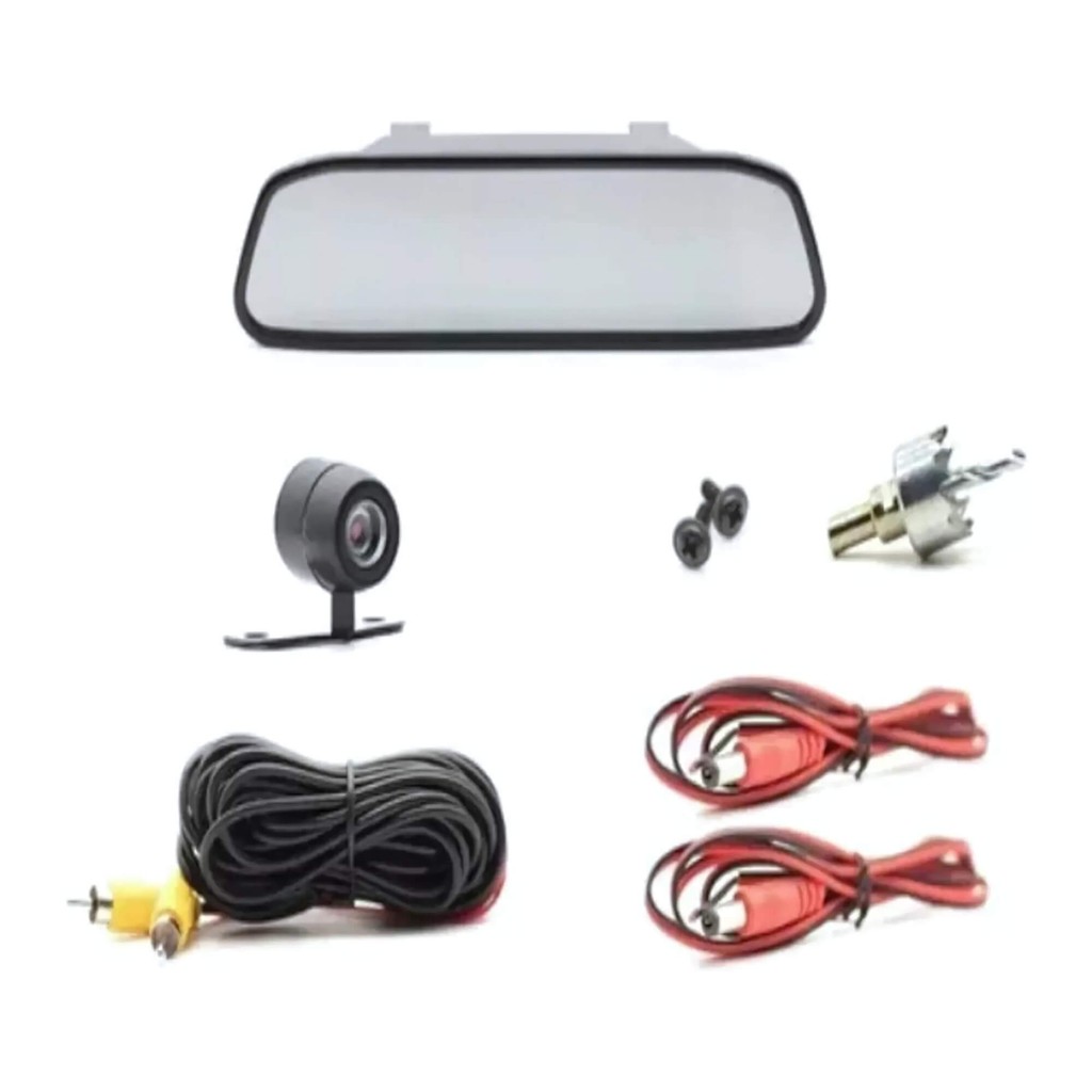 Kit Retrovisor 4.3" Polegadas com Câmera de Ré Borboleta Tech One - KC-E-6317