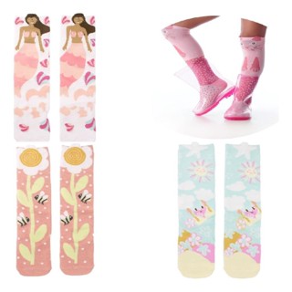 3 Pares Meia 3/4 Cano Alto galocha Infantil Menina Colorida Estampada Pimpolho em Oferta na Shopee