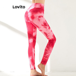 Lovito Leggings esportivas femininas esportivas Tie Dye Colorblock LNL51047