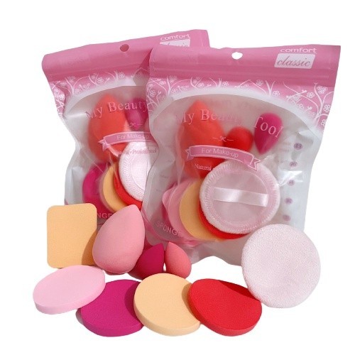 Kit 9 Esponja Para Maquiagem - Combo Com 9 Esponjas Coracao/Pó pressionado em Oferta na Shopee