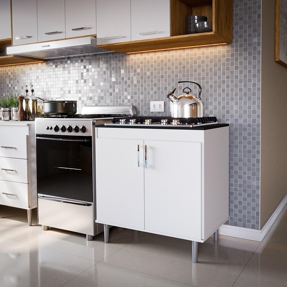 Balcão Movelove Para Cooktop de Cozinha 2 Portas Turim Para Cooktop 5 Bocas