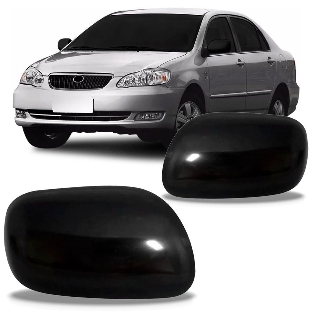 Capa Retrovisor Corolla 2003 2004 2005 2006 2007 Preto Liso