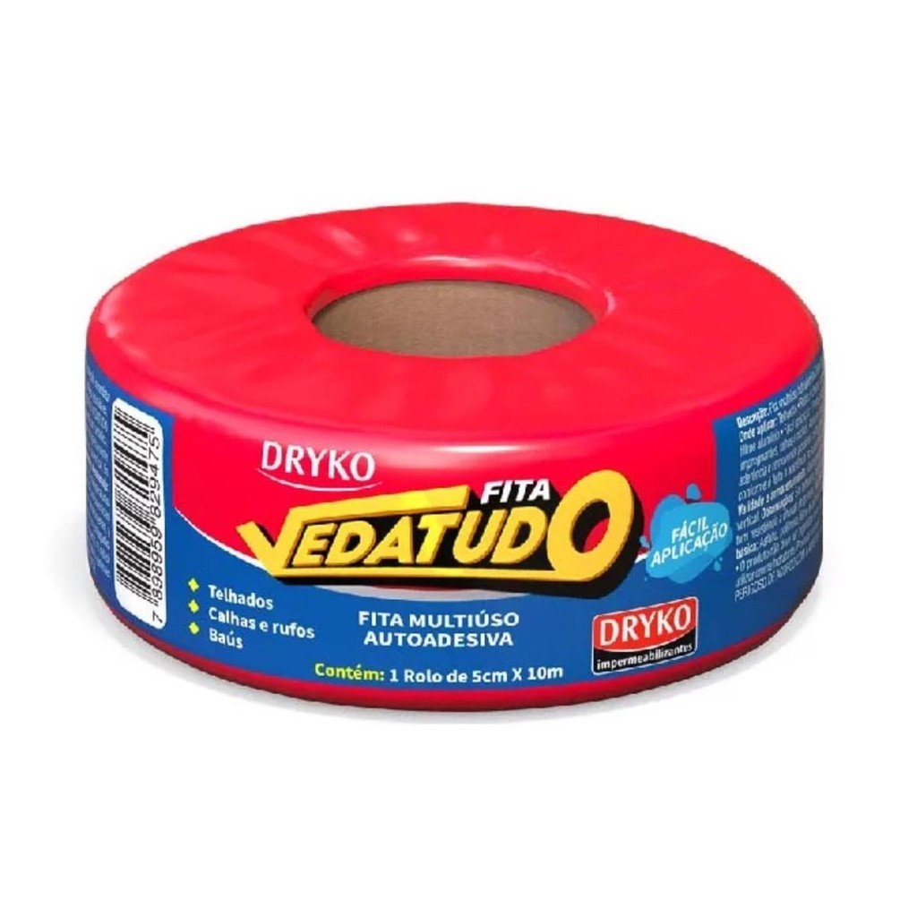 Fita Autoadesiva Asfáltica Vedatudo 05cm X 10 Metros Dryko em Oferta na Shopee