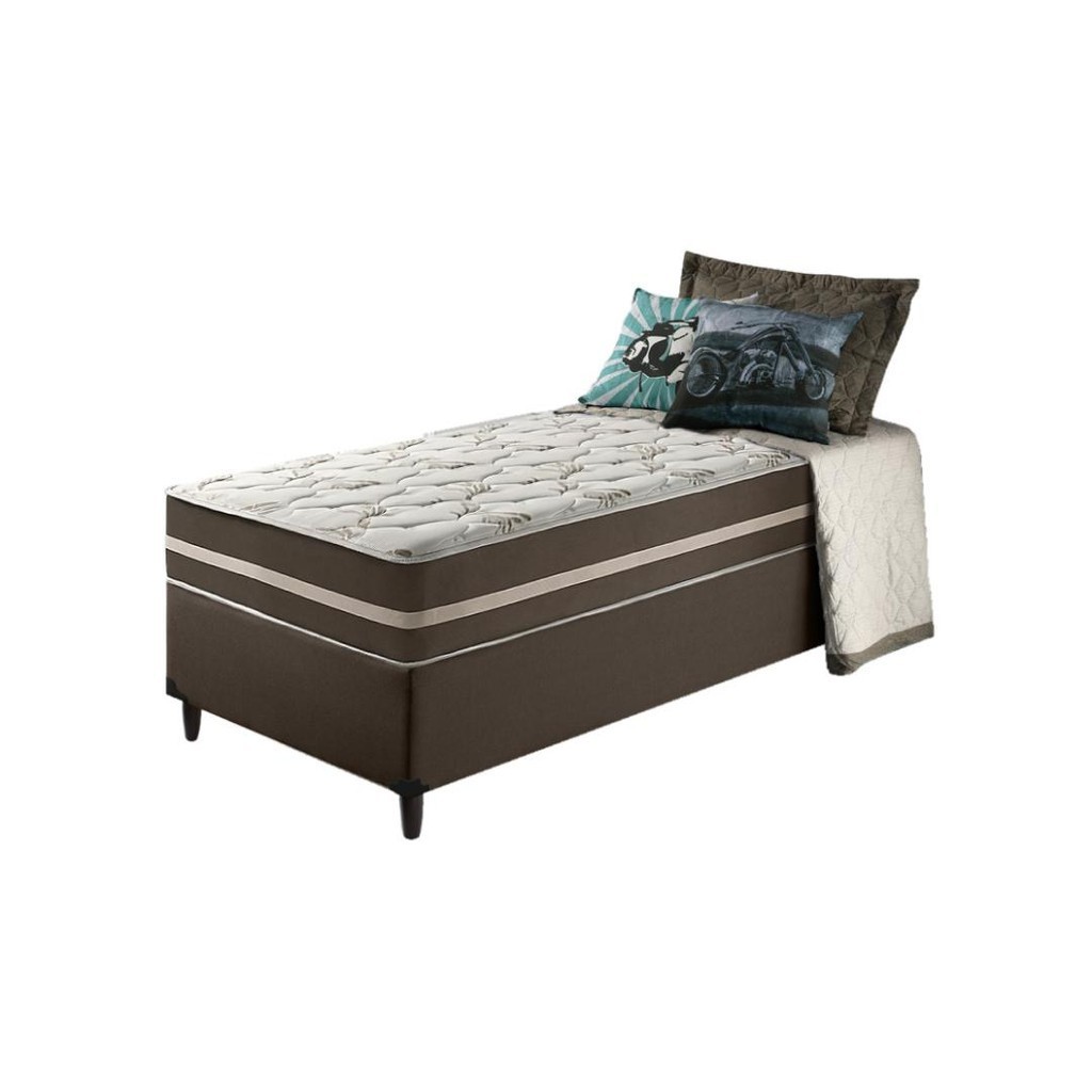 Cama Box + Colchão de Solteiro Classic Molas Ensacadas 88x188x61cm em Oferta na Shopee