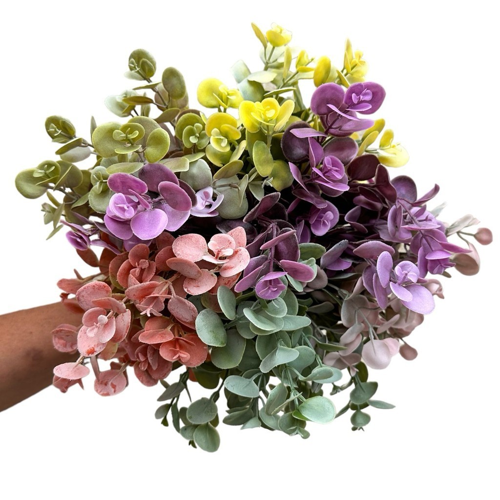 Buquê de Eucalipto Silicone Permanente Artificial Colorido em Oferta na Shopee