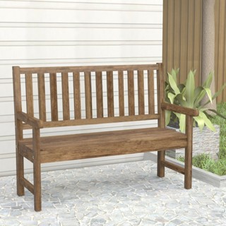 Banco de Jardim Rústico de Madeira 2 Lugares com Encosto em Oferta na Shopee