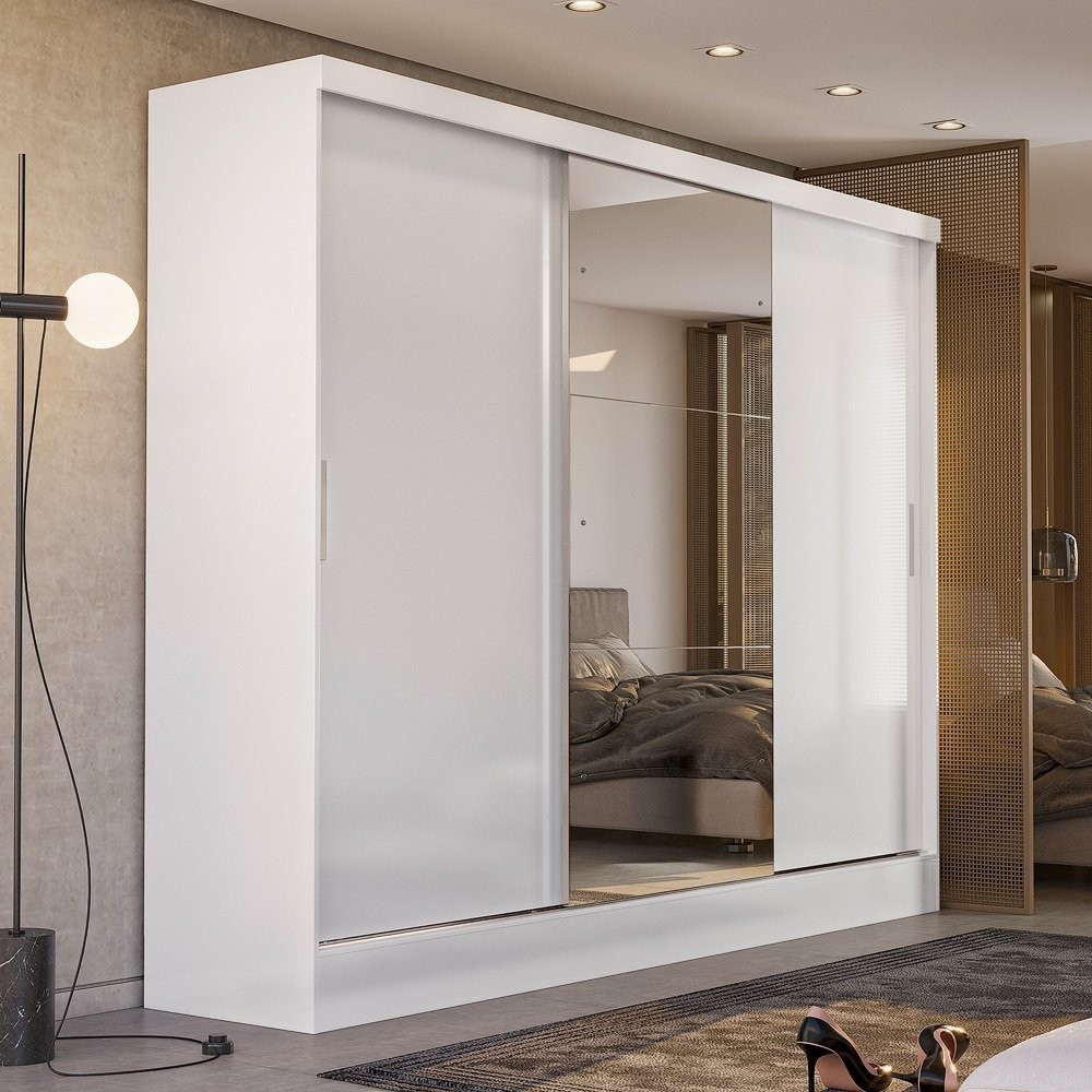 Guarda Roupa Casal 3 Portas Plata  Branco em Oferta na Shopee