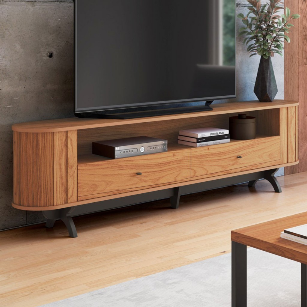Rack para TV Até 60 Polegadas 2 Gavetas 100% Mdf Freijo/Preto Fosco Tb302 - Dalla Costa