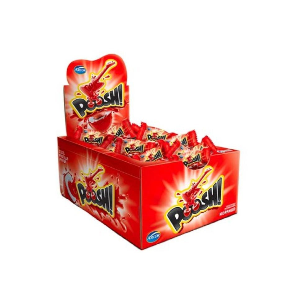 Chiclete Recheado Poosh Morango Arcor 200g