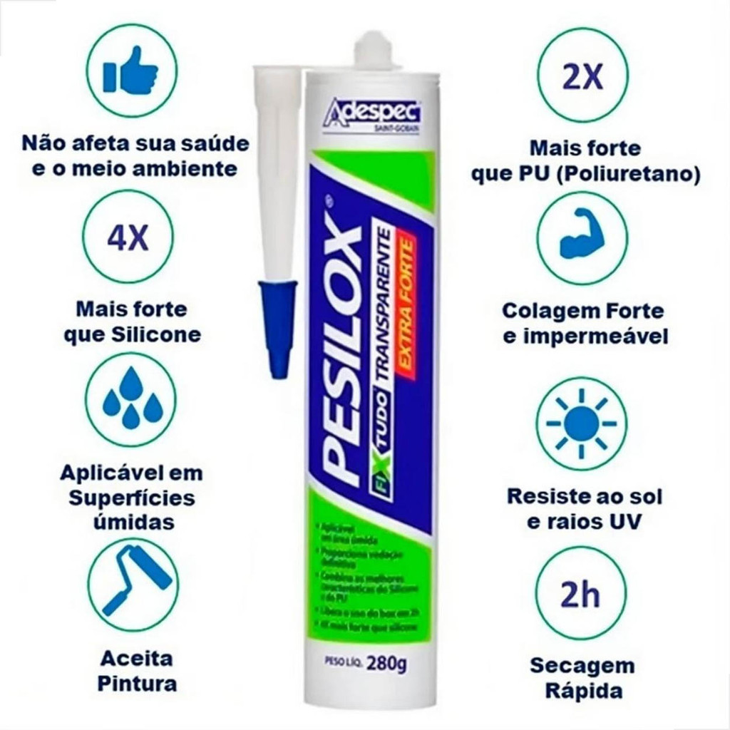 Silicone Adespec Pesilox Branco 280g Selante para Vedação - Tekbond