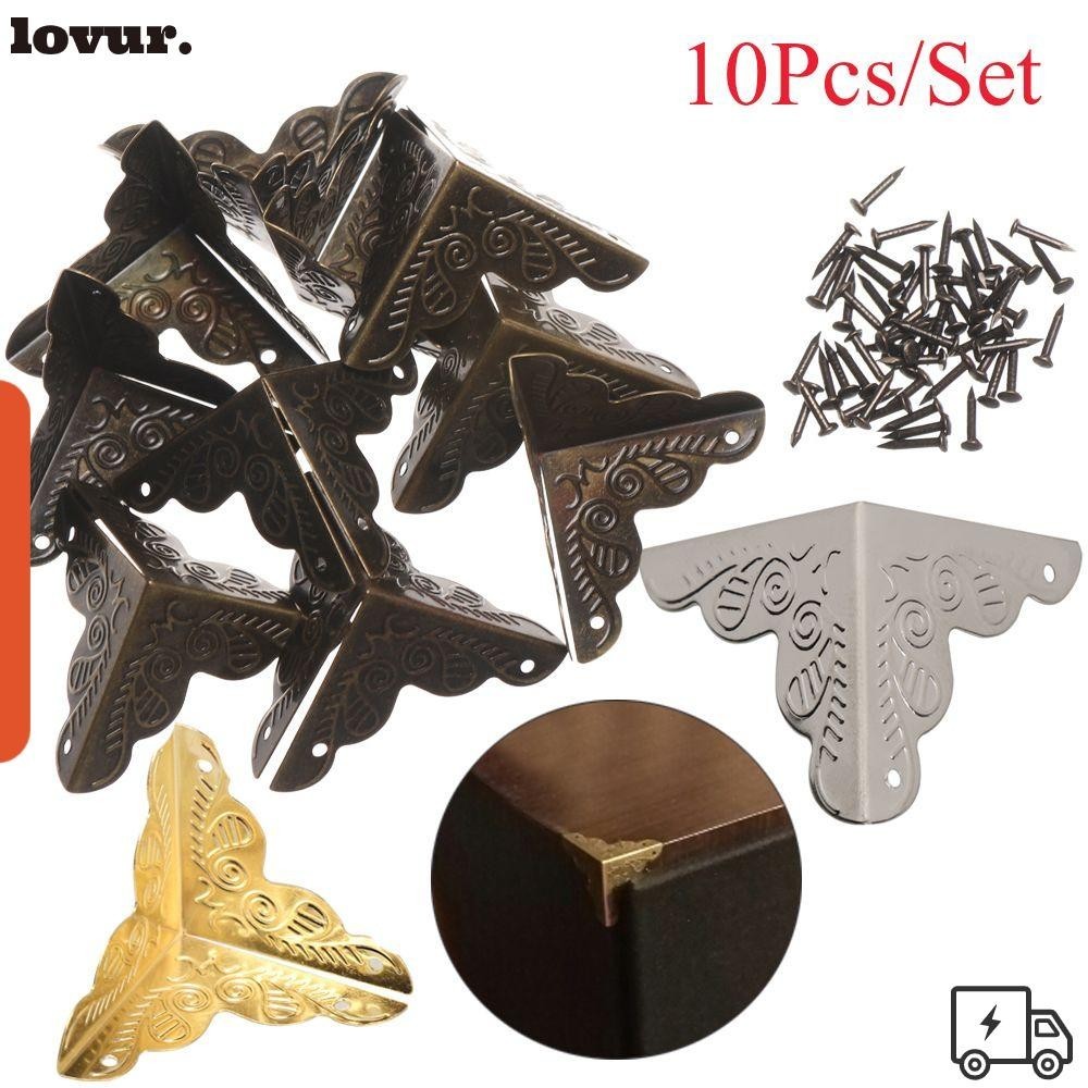 LOVUR 10PCS Suportes De Canto Móveis Multifuncionais De Bricolagem Ferragens Metal Esculpido Vintage Protetor