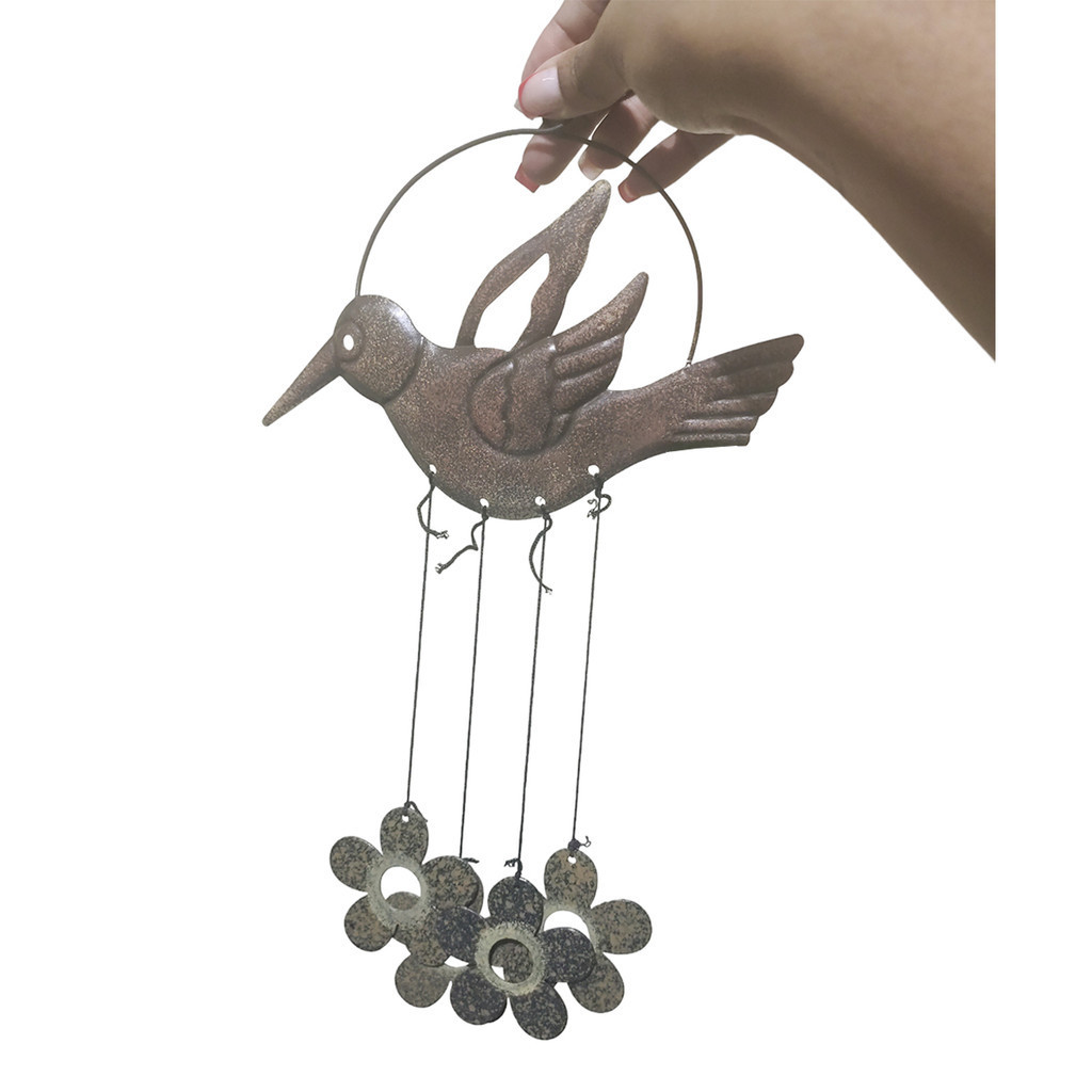 Sino dos Ventos Passaro Flores Decoraçao Jardim Quintal Enfeite Relaxante Som Suave Varanda