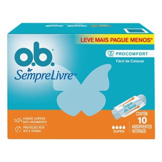 OB ABSORVENTE SEMPRE LIVRE INTERNO SUPER COM 10 UNIDADES em Oferta na Shopee