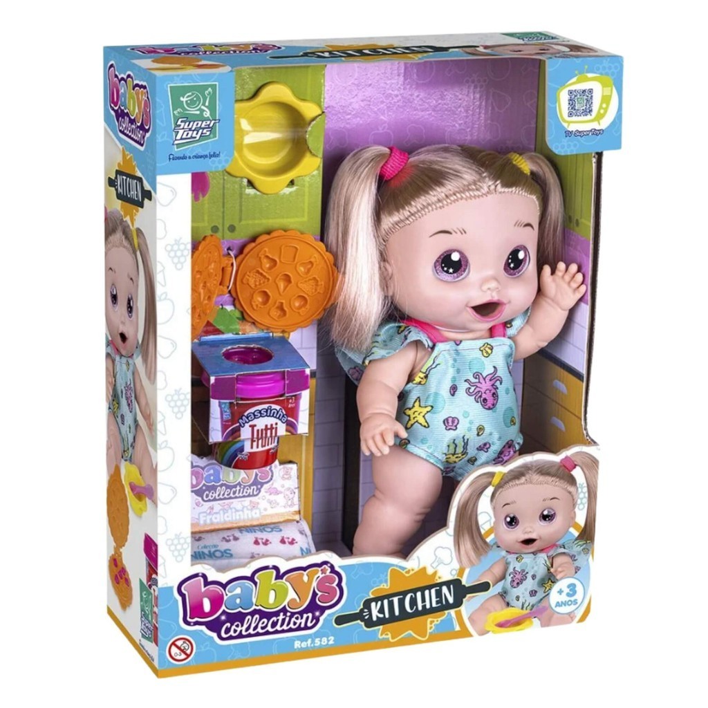 Boneca Babys Collection Kitchen Massinha e Acessórios Super Toys - 582 em Oferta na Shopee