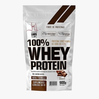 100% Whey Protein Pouch Health Labs Sabor Chocolate 900g em Oferta na Shopee