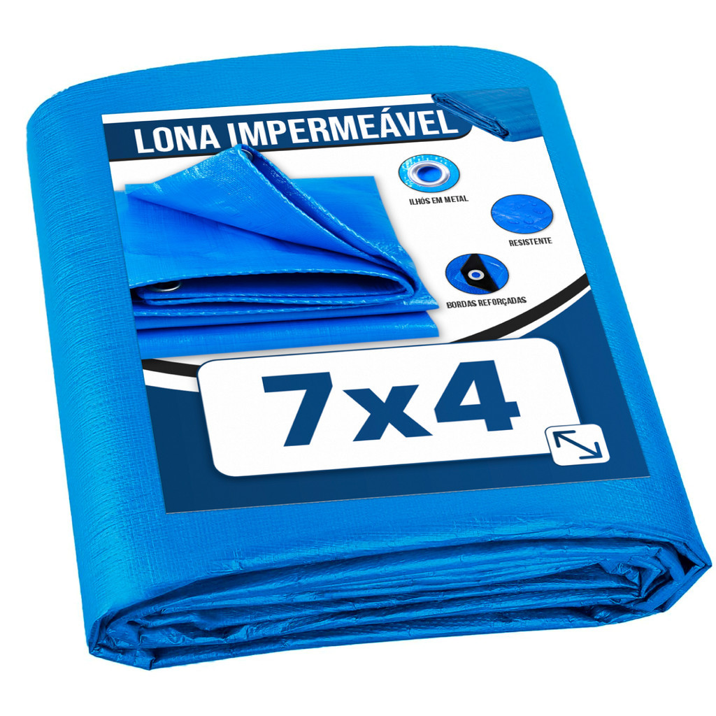 Lona Plástica de Proteção Cobertura Impermeável Azul 7x4 mts em Oferta na Shopee