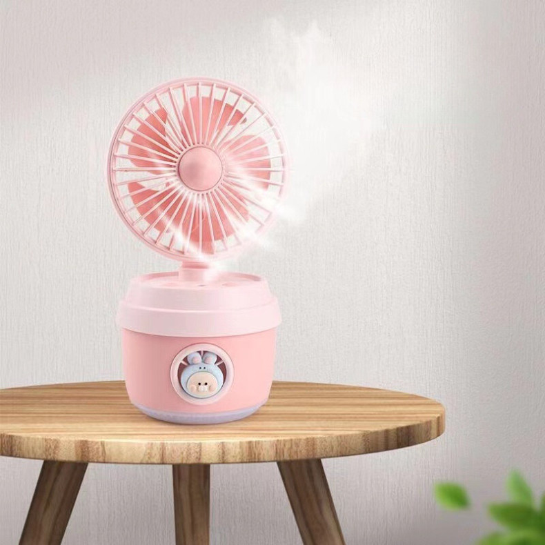 3 em 1 Luz Ventilador Portátil Recarregável Umidificador spray água Ventilador Portátil Difusor