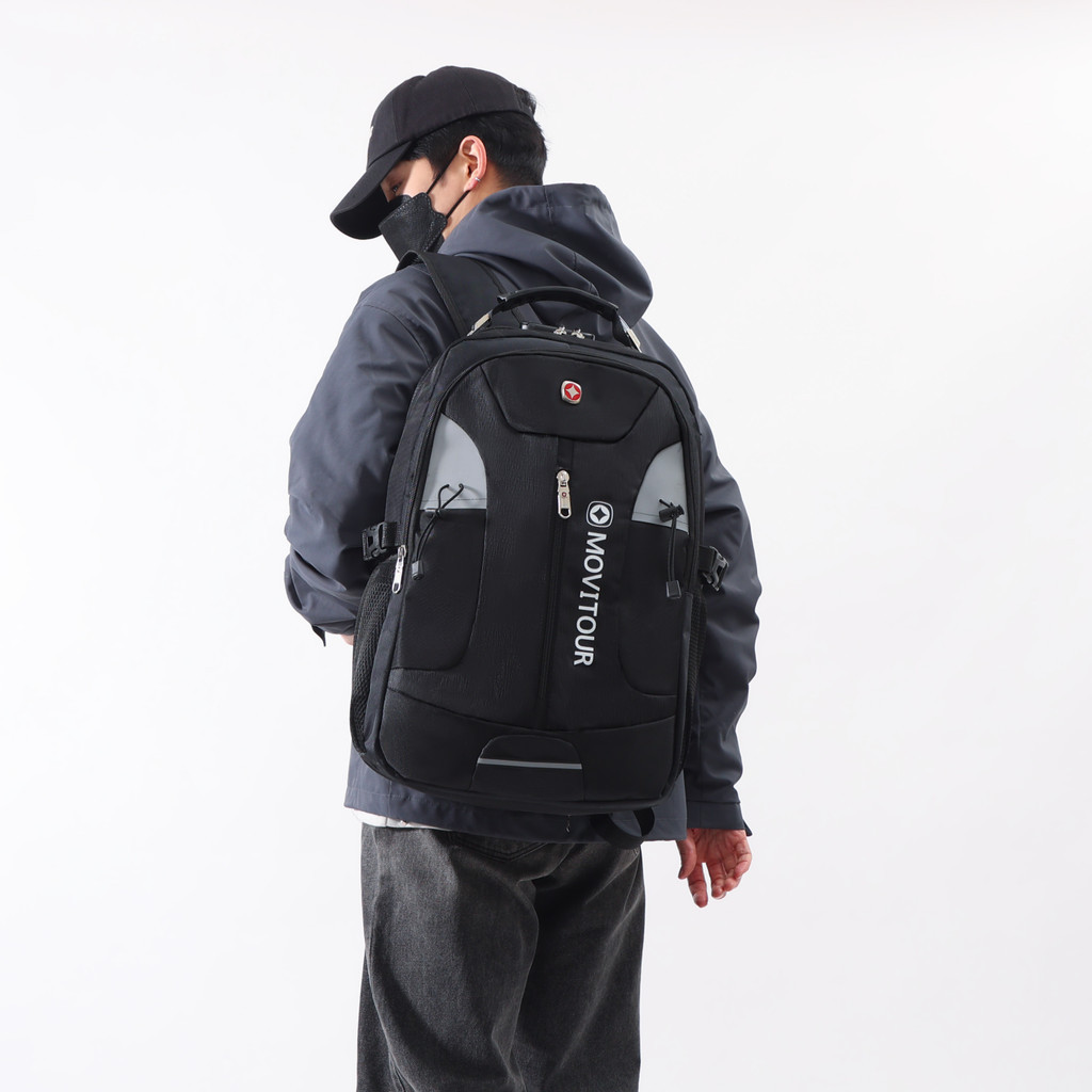 Mochila Unissex Notebook com Cadeado, Entrada p/ USB/ Fone e capa de Chuva - Movitour Trek