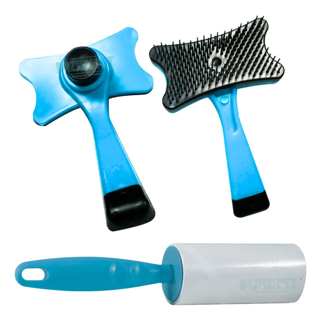 Escova Rasqueadeira Pet Pratica + Rolo Tira Pêlos Alto Poder - Gatos, Pet, Cachorro, Gato, Pet shop