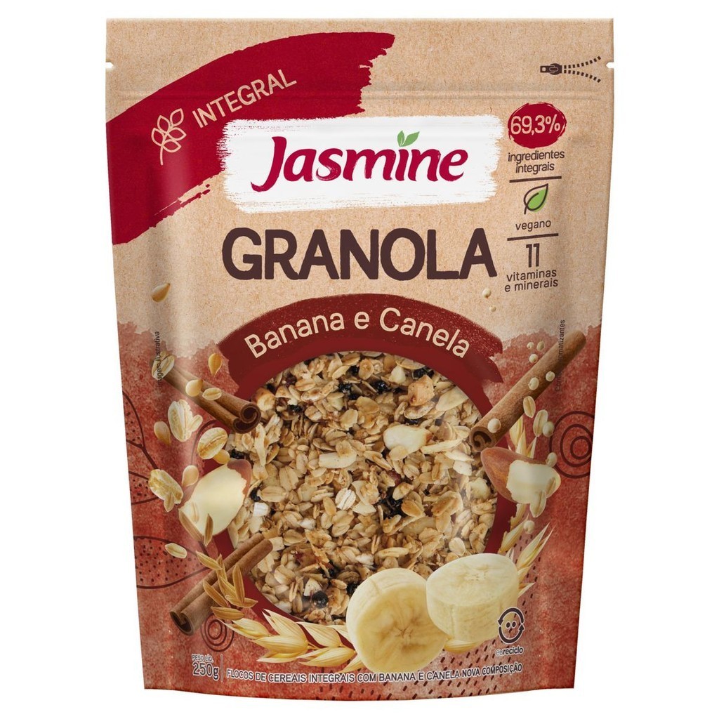 Granola Integral Banana e Canela Jasmine Pouch 250g - Food & Beverages