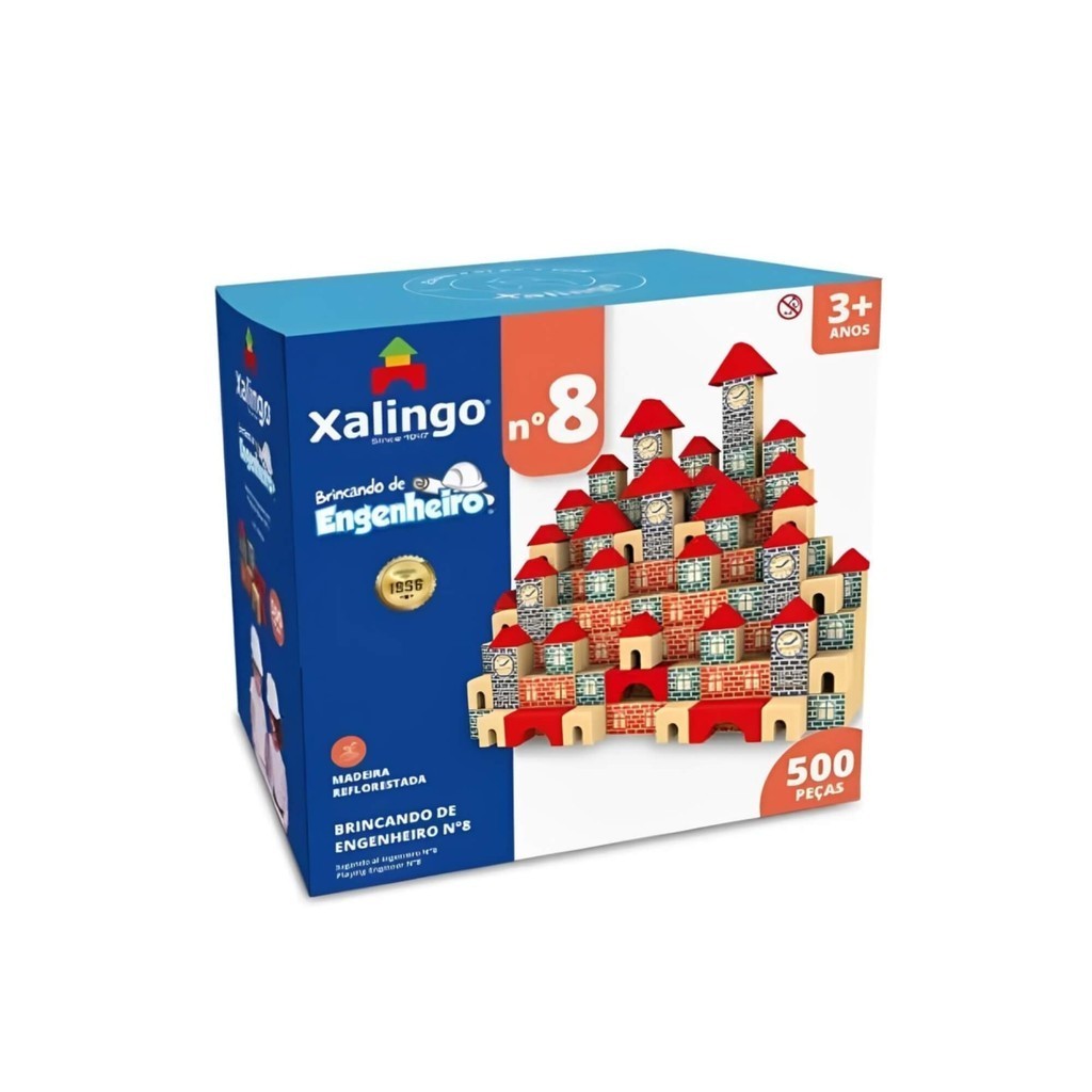 Brinquedo Infantil Brincando de Engenheiro N° 8 Xalingo Blocos de Montar 500 peças Xalingo - 67865 em Oferta na Shopee