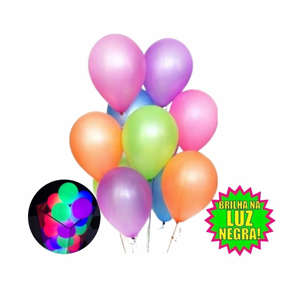 Bexiga Neon Balão Neon Festa Neon Brilha Na Luz Negra