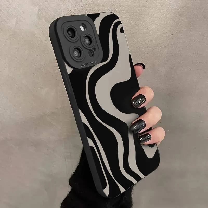 Moda Onda Padrão Caso De Telefone Para Samsung S24 S23 Plus Ultra S22 S21 S23 S25 FE S21 S20 Silicone Líquido Fosco Capa em Oferta na Shopee