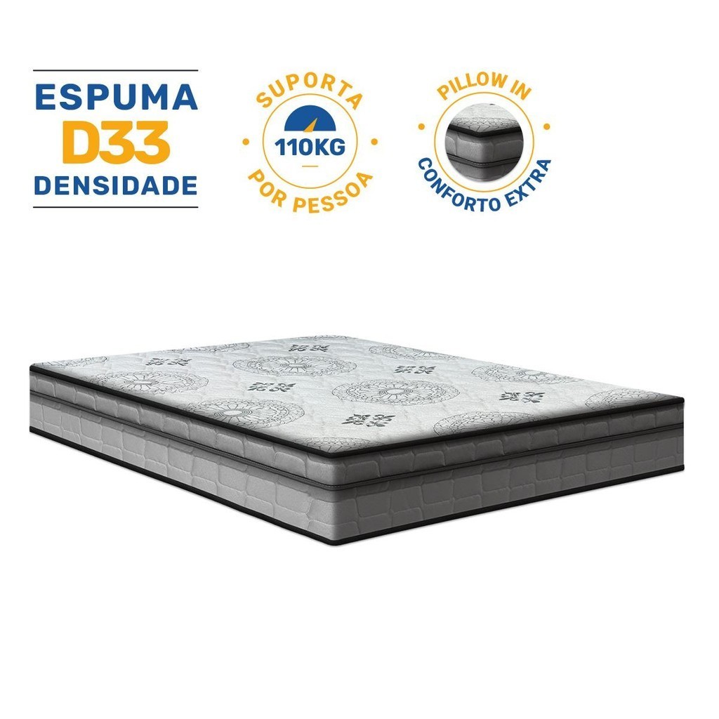Colchão Espuma D33 Pillow In Anjos Ortosleep Casal 138cm
