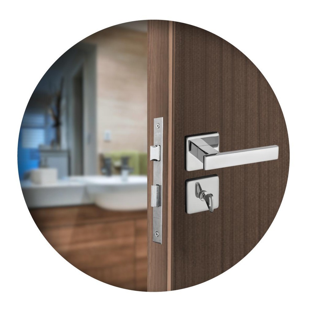 Fechadura Para Porta Banheiro Roseta Concept 408 Cromada Pado 40mm - Home & Living
