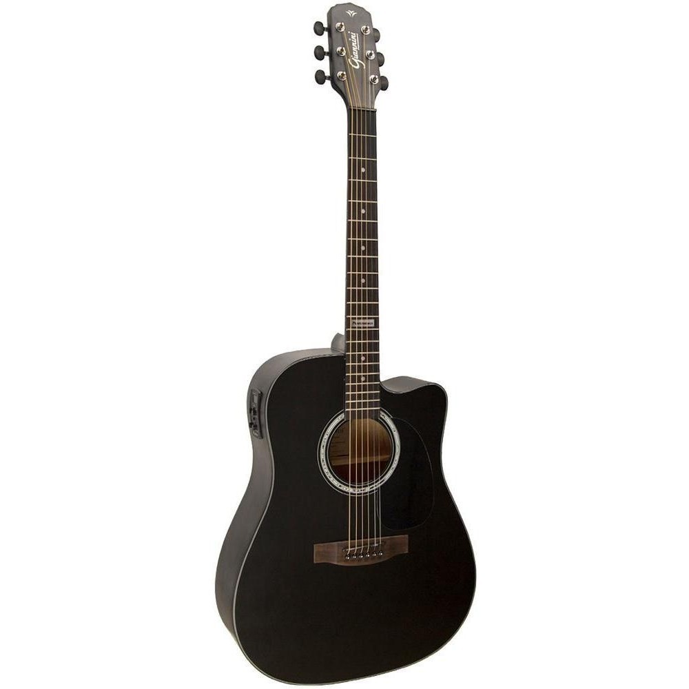 Violão Folk Giannini Gf1d Ceq Sbk Satin Black Cutway Aço