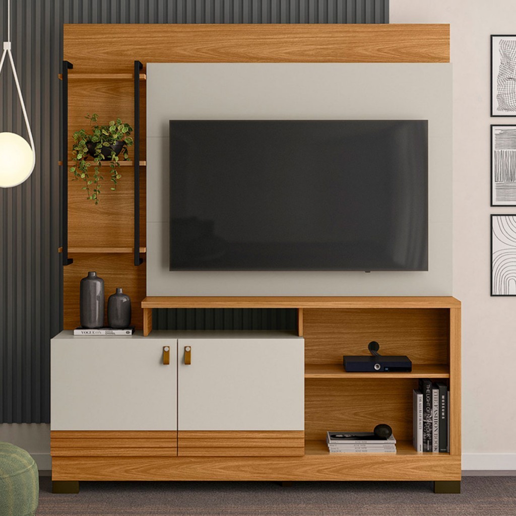 Estante para TV Até 50 Polegadas Alagoas Nature/Off White - Linea Brasil em Oferta na Shopee