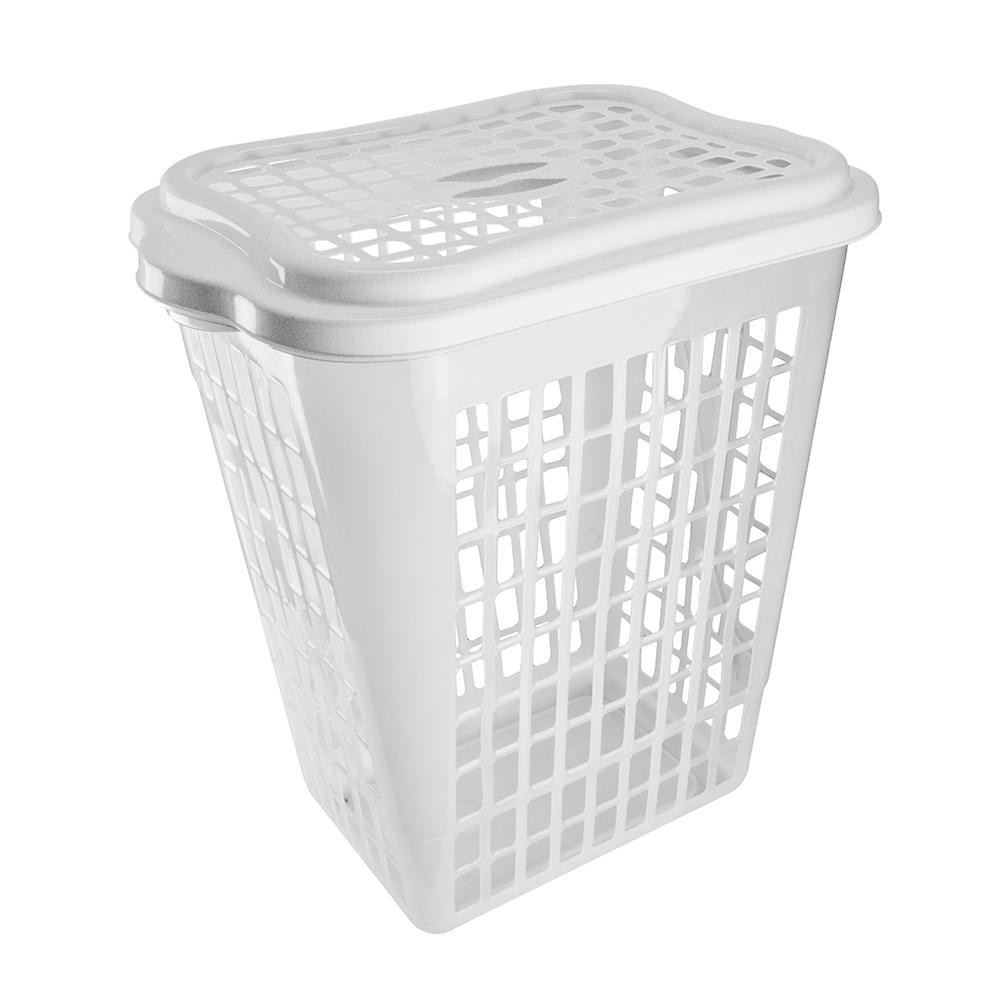 Cesto para Roupas com Tampa Plasvale 46 Litros Translucido - 1289/4600 - Home & Living
