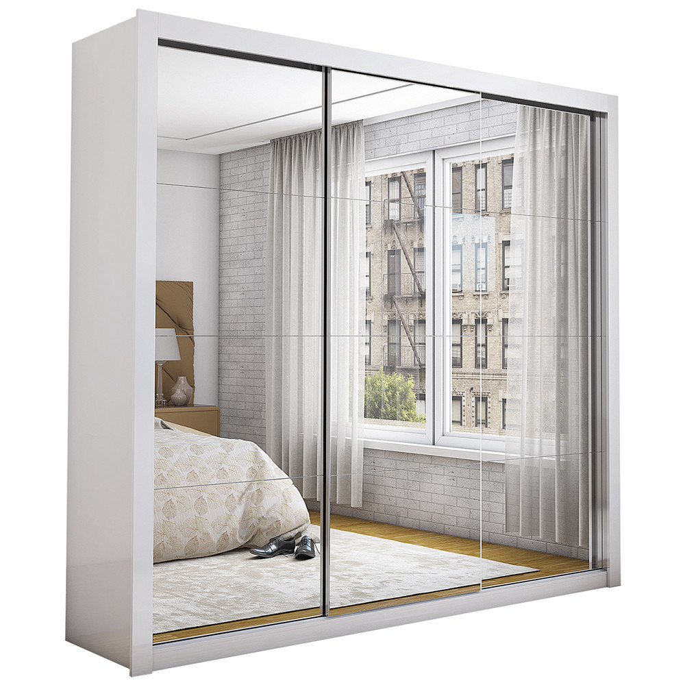 Guarda Roupa Isabela Casal 3 Portas de Correr Com Espelho Master Carioca Móveis em Oferta na Shopee