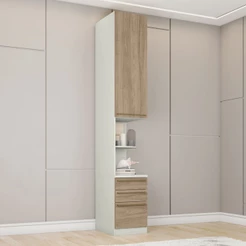 Mesa de Cabeceira Modulada 2 Portas 3 Gavetas Seletto Areia Hp/Jequitibá Henn